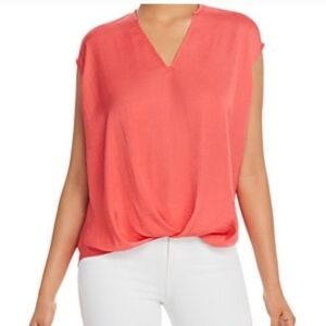 Kenneth Cole Cayenne V~Neck Sleeveless Twist Front Hem Hi~Lo Blouse NWT …